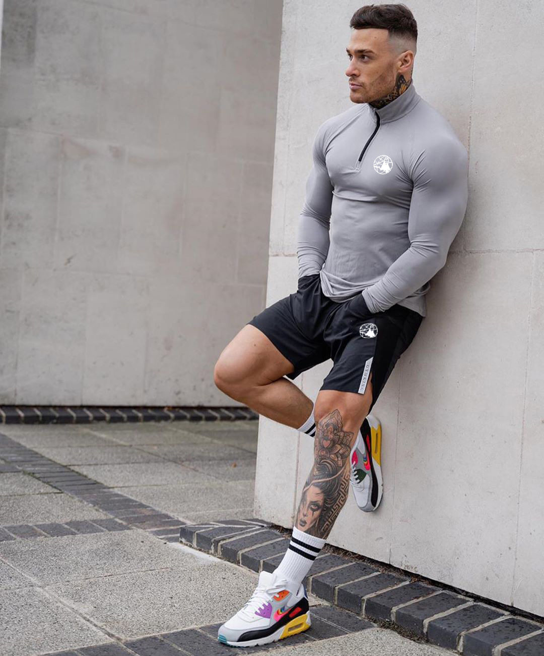 显肌肉男速干衣薄款紧身打底衫狗兄弟运动长袖t恤健身弹力polo衫