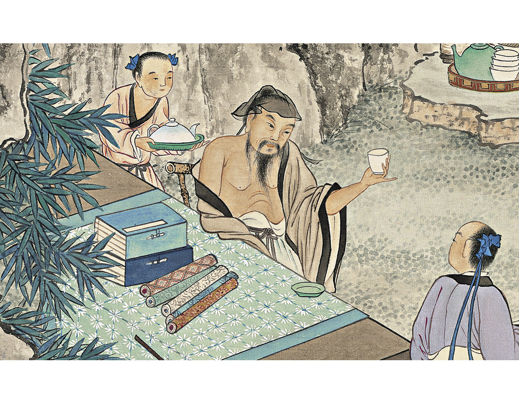 近代夏荆山竹林七贤古代文人雅士画像立轴挂画国画