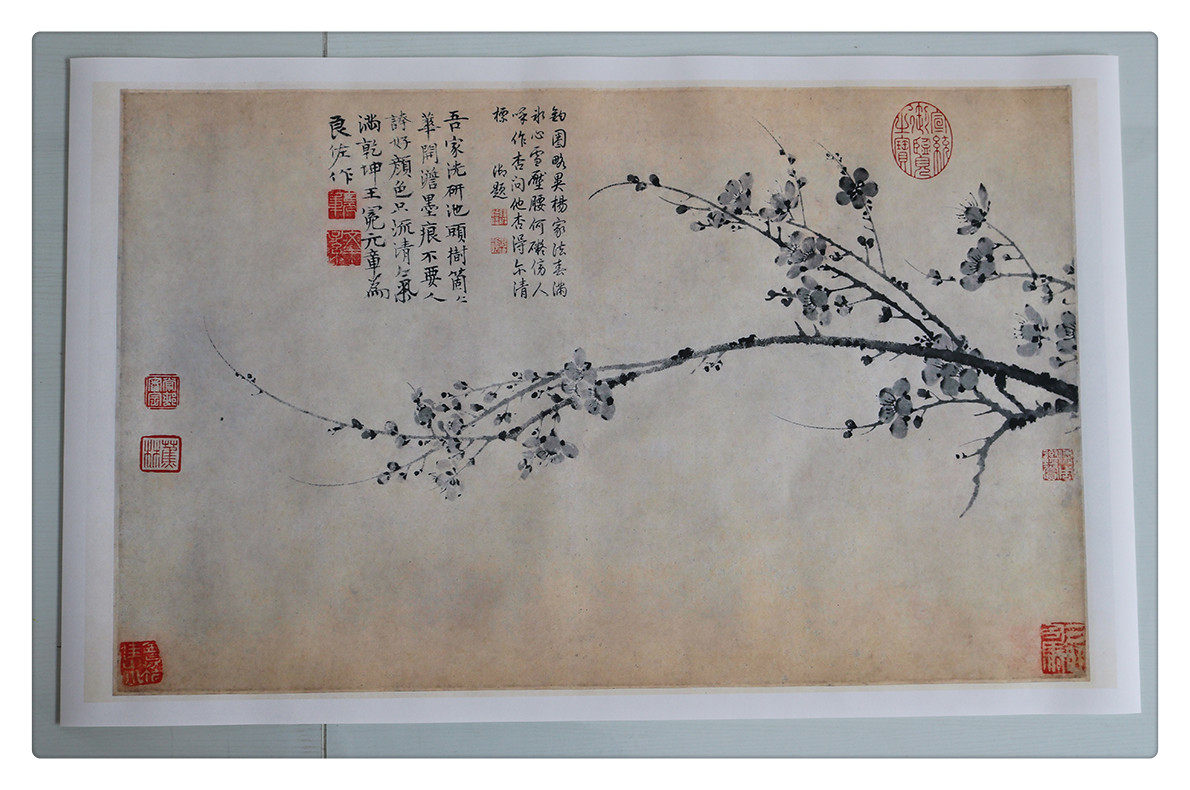 王冕墨梅图水墨画仿古古画高清复制梅花图案装饰画国画