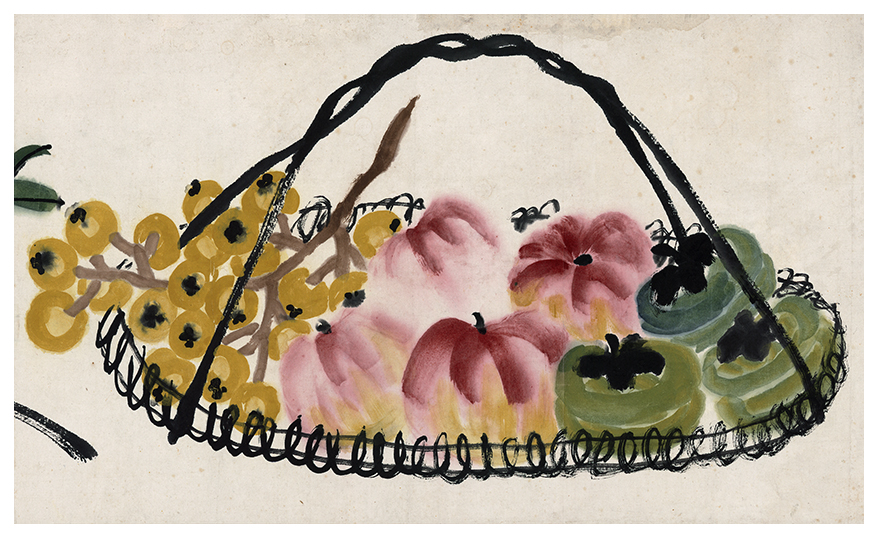 近代齐白石偕山吟馆工笔果蔬花卉横幅装饰画宣纸国画