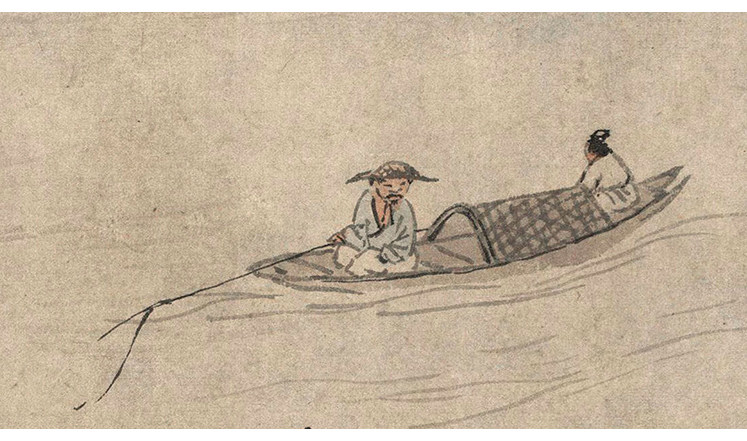 钱榖溪鱼隐图古代山水画长卷渔民生活人物画高清国画