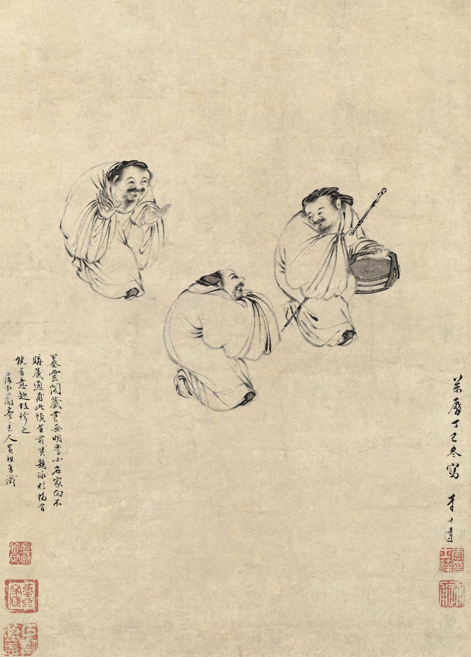 宣纸艺术微喷国画画心仿古画字画明李士达《三驼图》30x77厘米