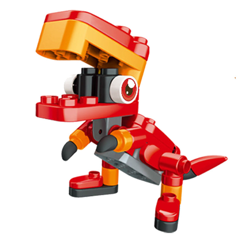 布鲁克颗粒积木恐龙拼装玩具变形遥控百变布鲁建构