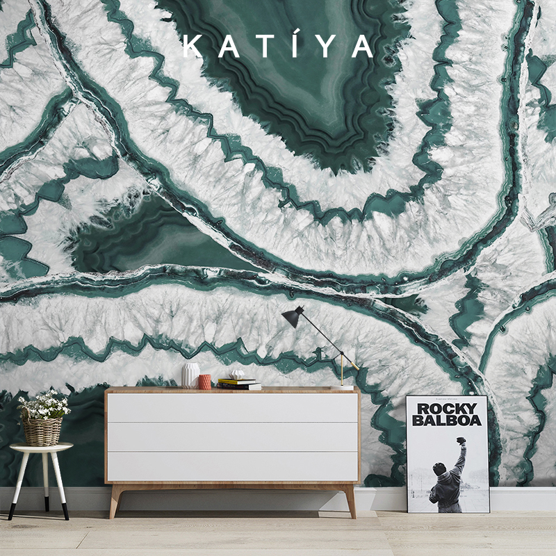 katiya北欧手绘大理石抽象壁画客厅电视背景墙无缝定制壁画