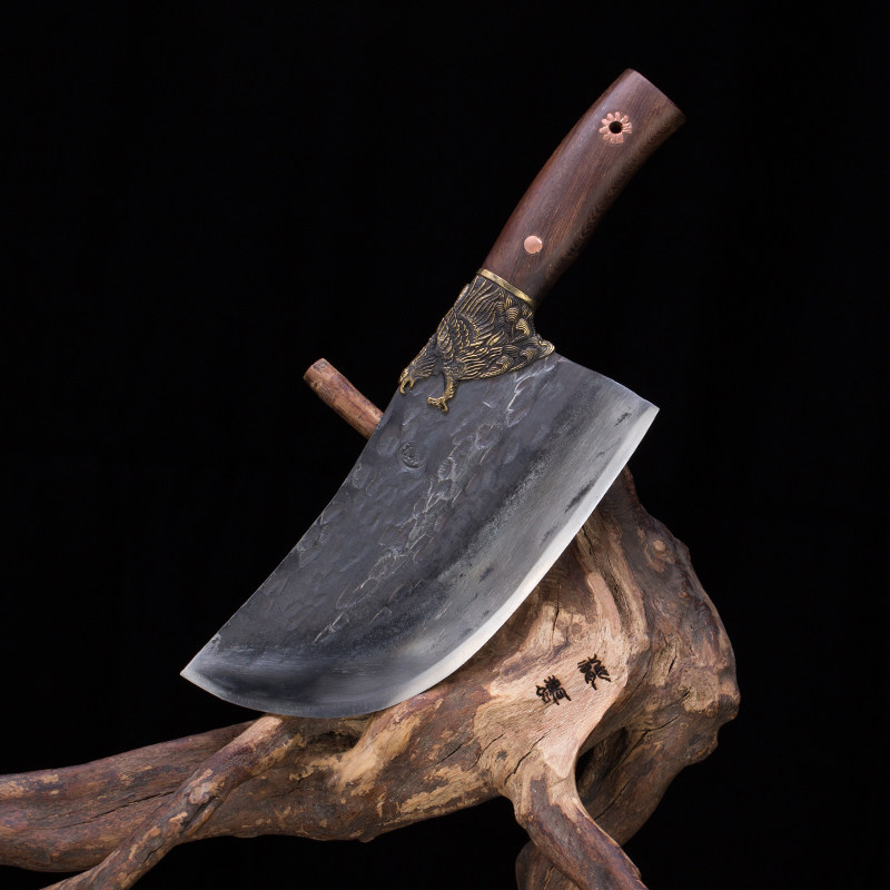 龙泉螭龙手工锻打老式家用圆头菜刀厨房切菜菜刀