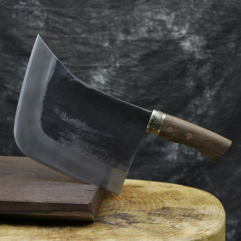 手工夹钢龙泉菜刀斩骨刀家用锻打商用剁骨刀加厚斩骨刀