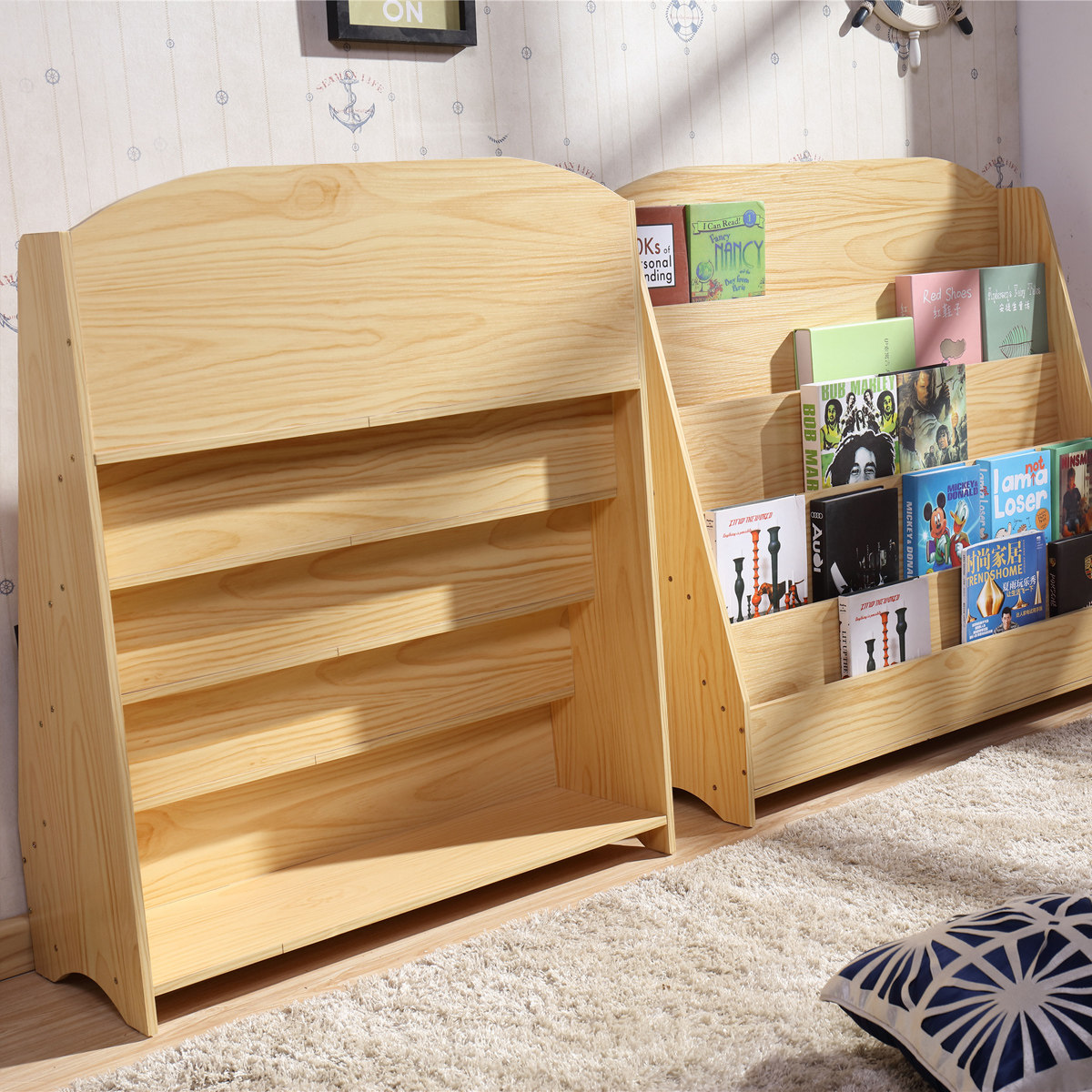 小型幼儿园儿童书架绘本架简易书柜小孩家用落地宝宝阅读架经济型