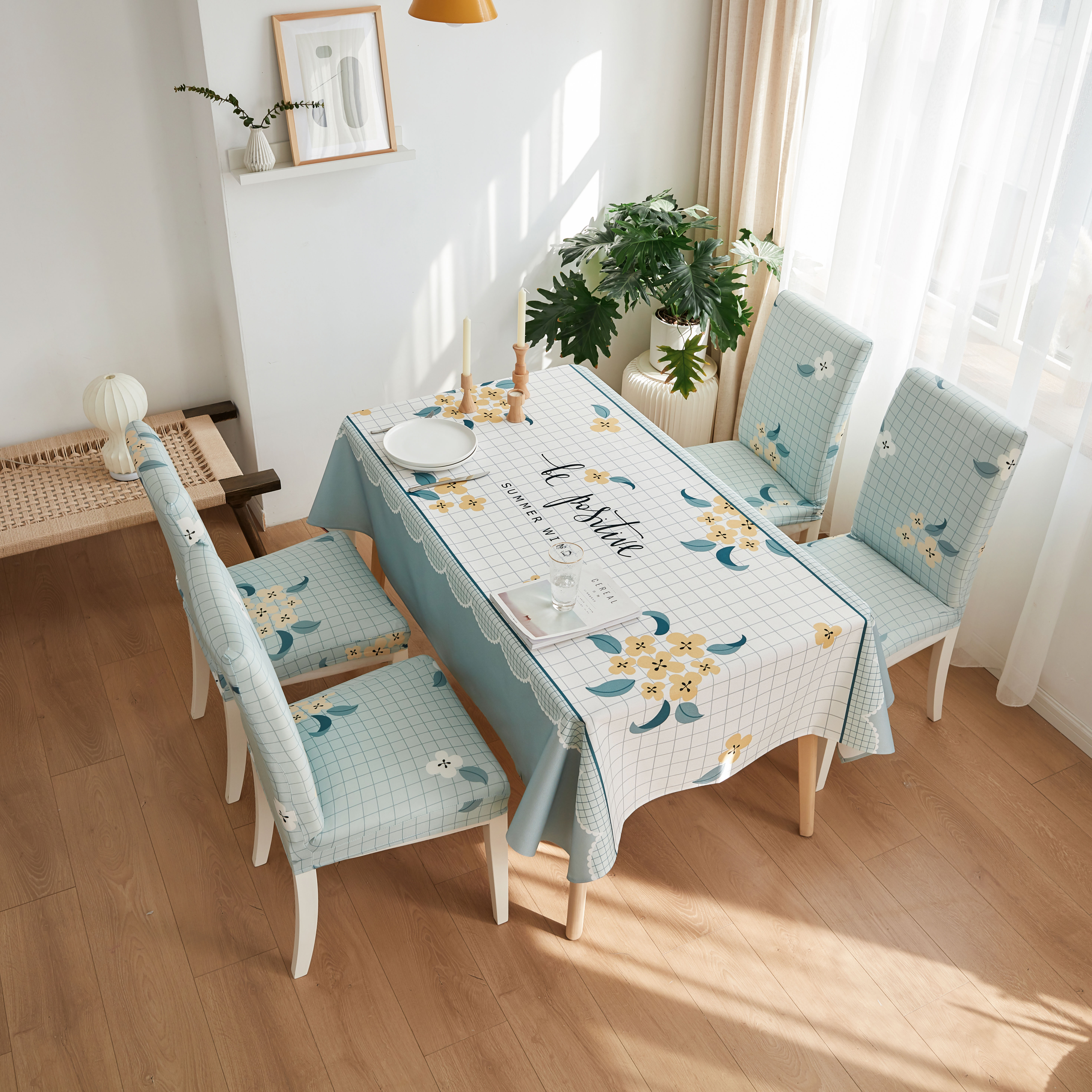餐桌椅子套罩餐椅套北欧防水防油桌布棉麻小清新桌布
