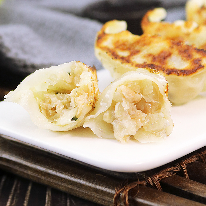 饺子猪肉圆白菜煎饺240g12只装美味速冻生煎点心水饺