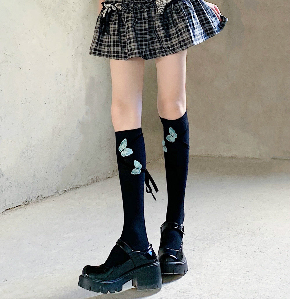 ay子棉筒袜中筒白色复古甜妹袜子to小腿中筒袜