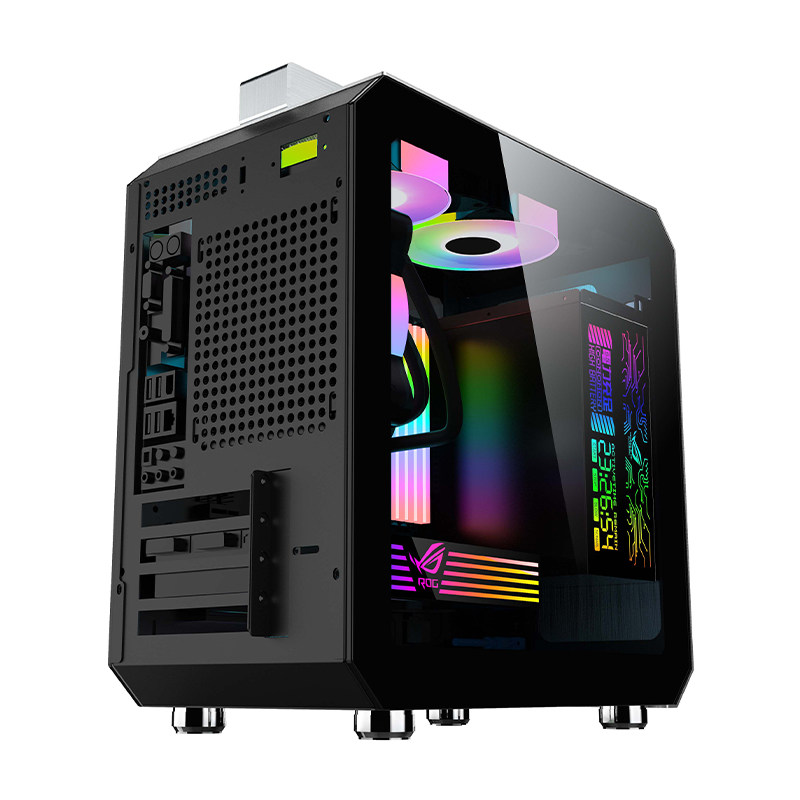 全新冰攻k1台式电脑个性手提便携式matx钢化玻璃全侧机箱