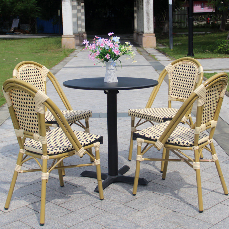 户外法式餐椅休闲单个藤椅高端靠背室外民宿餐椅