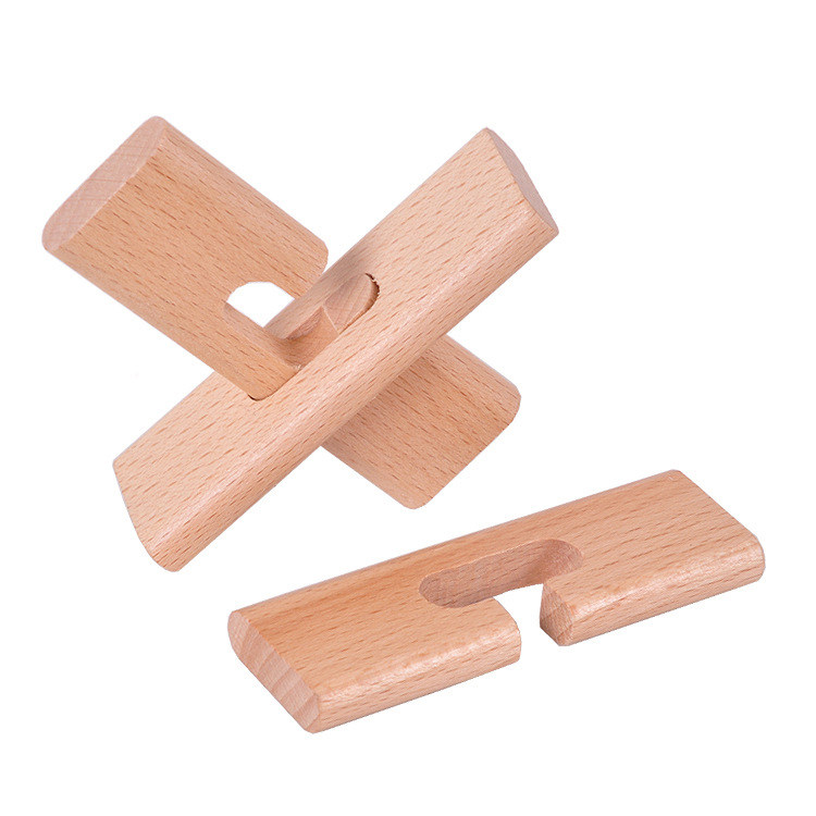 益智科教三通热卖解锁类拼插积木孔明锁鲁班儿童解锁