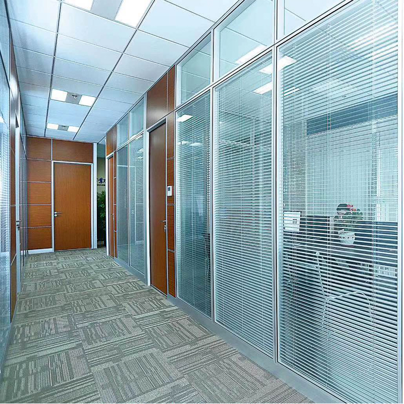 隔断广州办公室玻璃铝合金百叶窗钢化玻璃中空隔音屏风高隔断