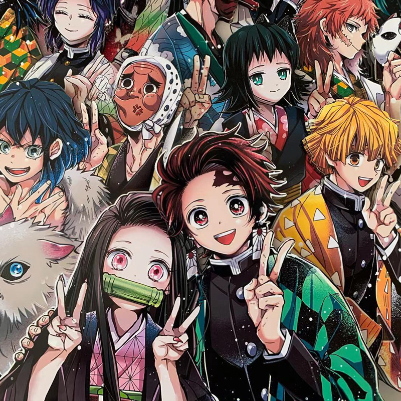 鬼灭之刃豆子善逸炭治郎大合照立体画手办我是工艺画