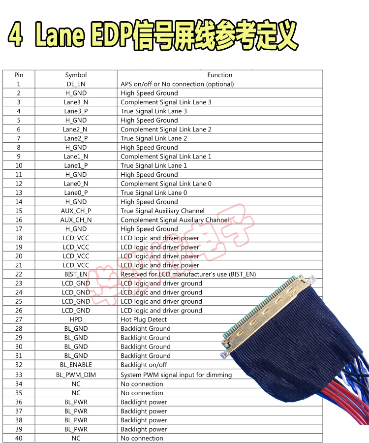 屏线edp记本液晶屏改装信号线4k4路ipex2045340pin显示屏