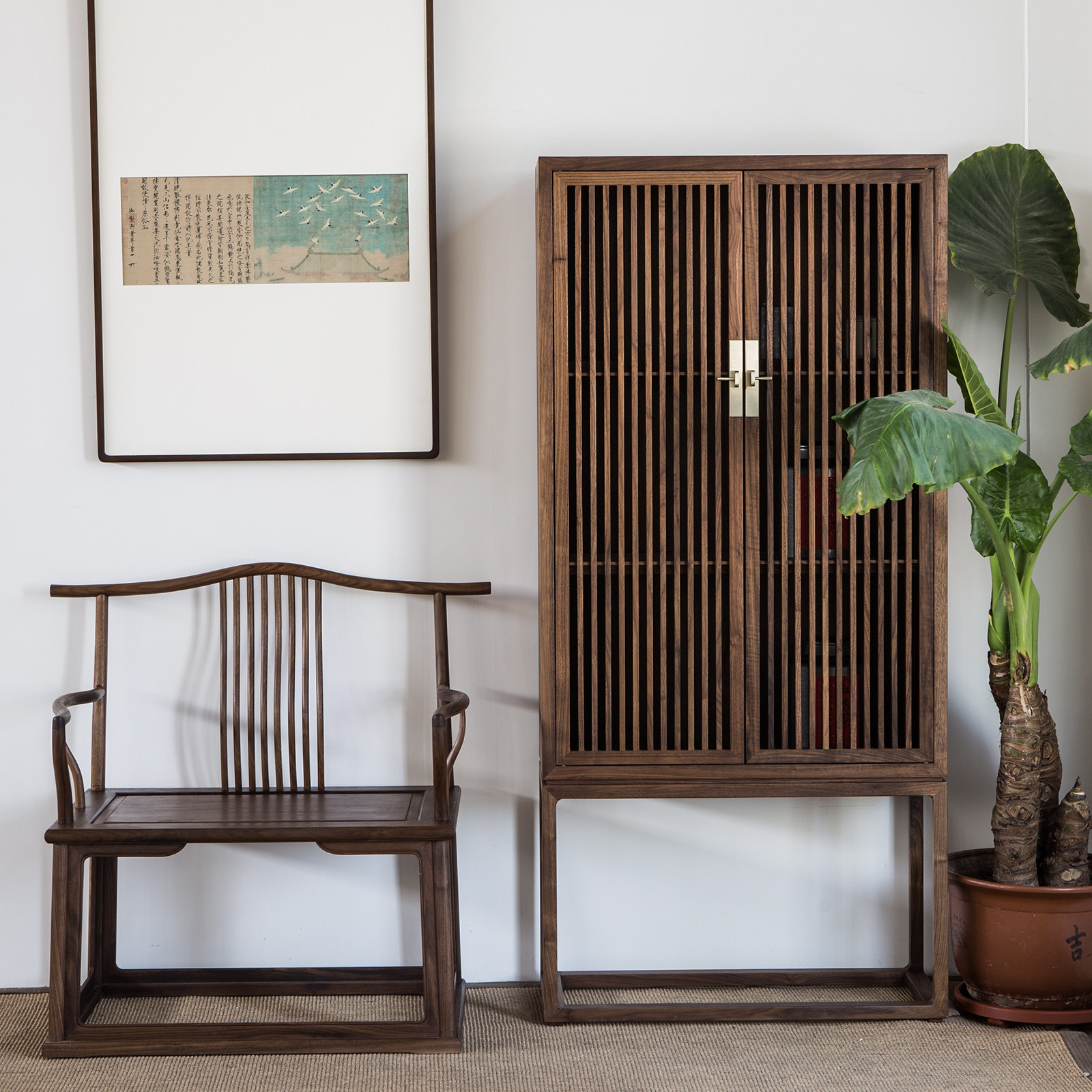 玄木禅意新中式书柜储物柜茶叶柜明式仿古多宝阁实木书架茶室家具