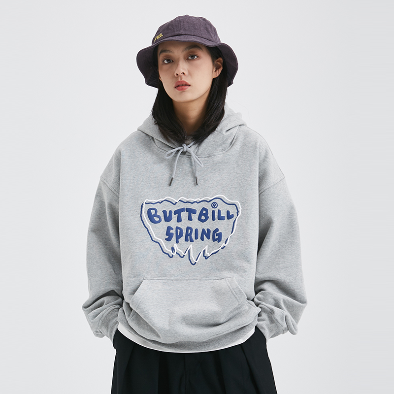 BUTTBILL 2022春季新款国潮发泡印花卫衣男情侣连帽上衣外套秋装