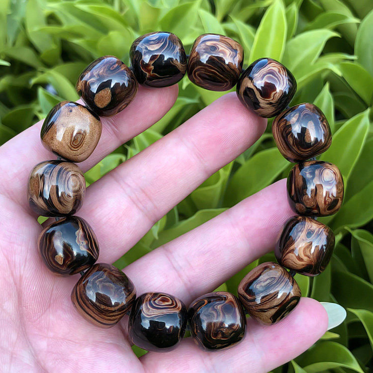 神木阁柳手串男女女士情侣佛珠念珠16x16cm鬼脸纹鼓手串