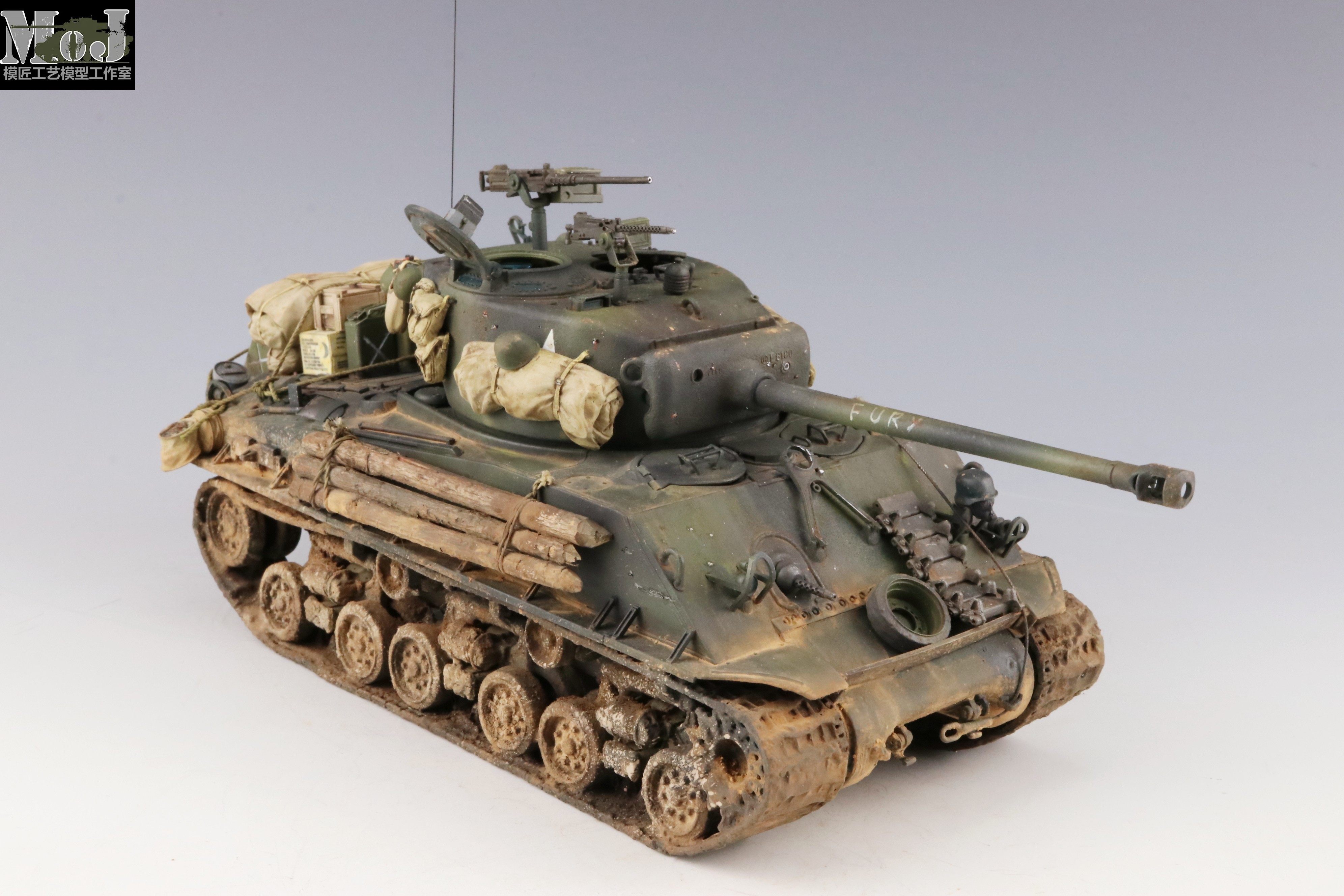 模匠田宫美军谢尔曼m4a3e8坦克狂怒35346成品代工坦克
