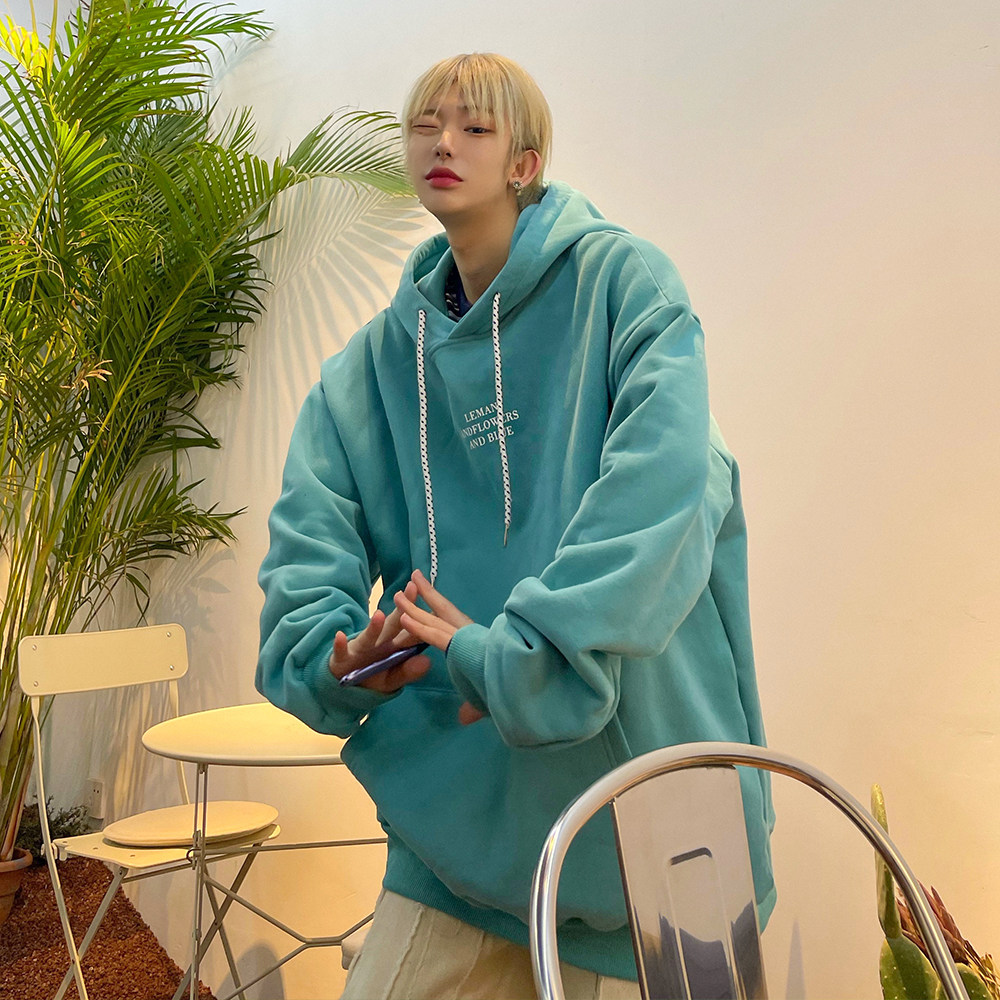 leman金俊连帽卫衣男ins潮流宽松街头情侣装嘻哈潮牌oversize上衣
