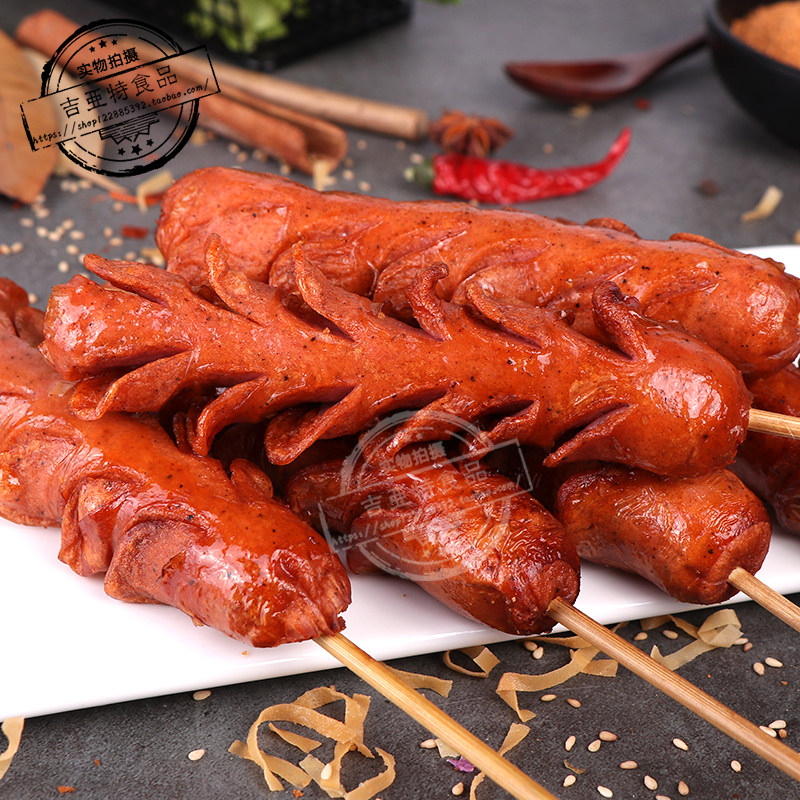 德邻麦穗肠串脆骨油炸开花商用烧烤热狗半成品香肠