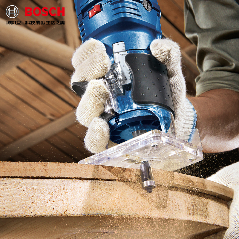 博世专业木工电动修边机gkf550高性能强力雕刻机水电修边机