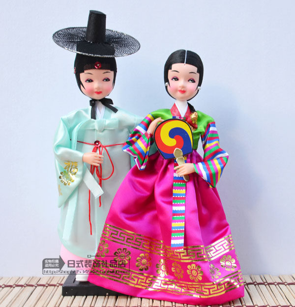 包邮韩国民俗人偶娃娃朝鲜族绢人韩国包邮口碑好店