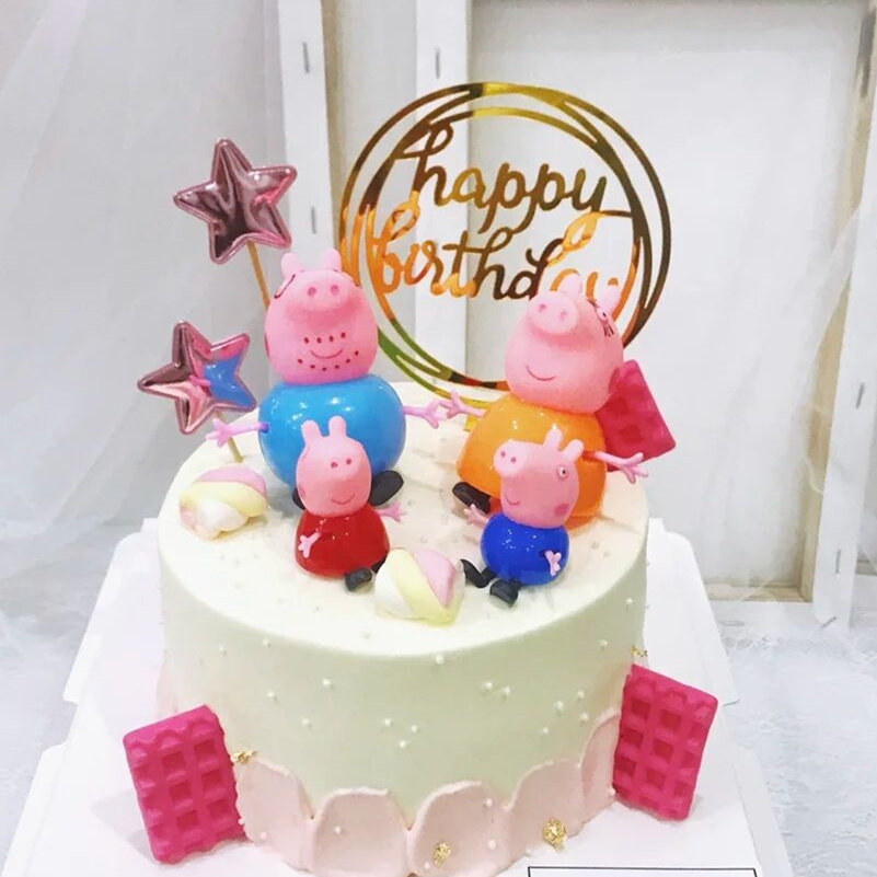 可爱网红小猪宝宝男孩女孩生日蛋糕儿童插件装饰摆件生日节日装扮用品