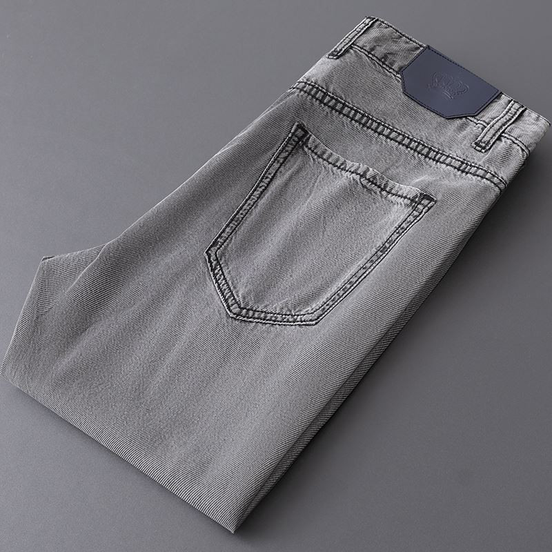 天丝超薄牛仔裤男高档舒适轻盈简约男士莱赛尔宽松烟灰水洗直筒裤