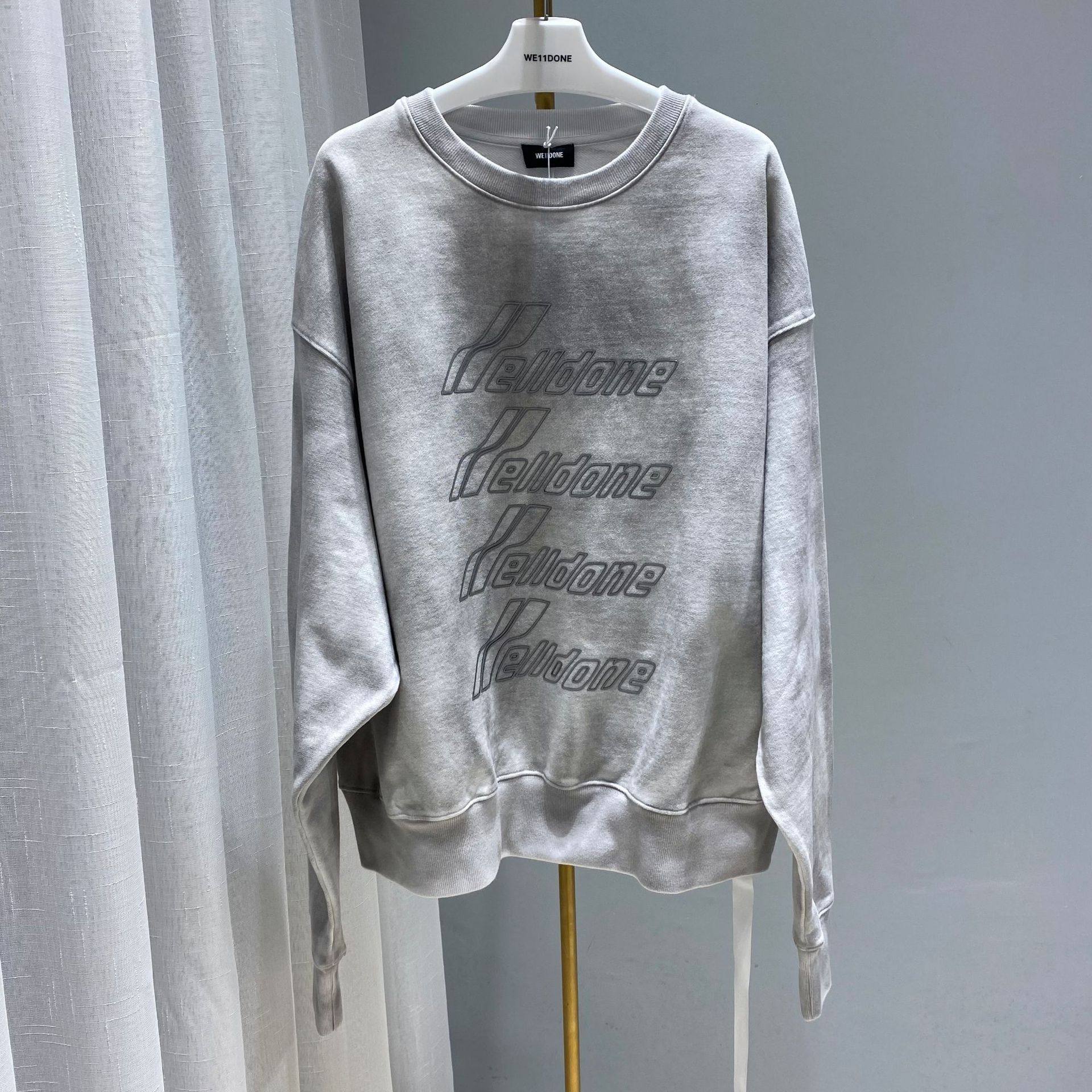 正确版本welldone20ss秋冬3m弹幕反光做旧晕染卫衣卫衣