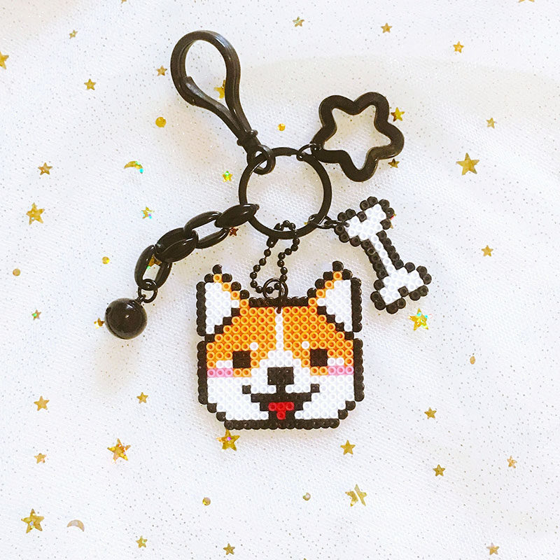 手工柯基uyy铺子diy定制拼豆成品钥匙圈屁股钥匙扣