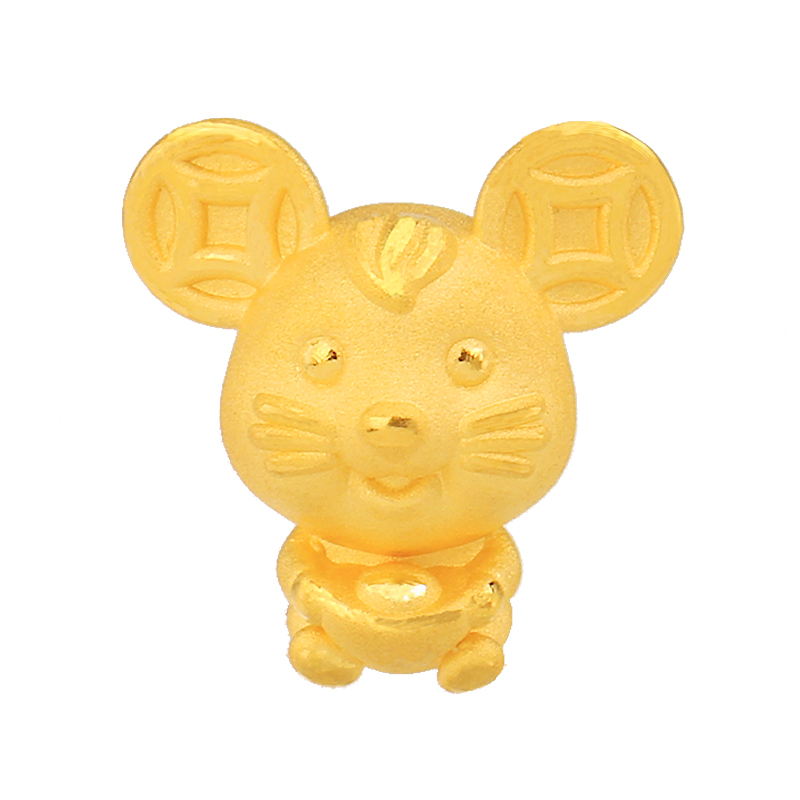 龚兴隆十二生肖新生儿满月金鼠鼠小生肖黄金老鼠足金手饰