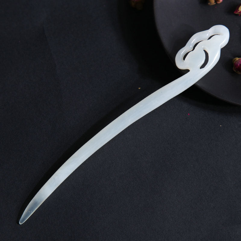 玉石发簪玉簪复古民族风步摇古典凤凰凤尾龙尾发饰