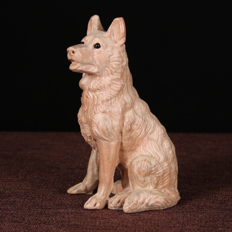 吉荣荣轩桃木小狗摆件生肖狗旺吉祥物摆设手把木雕