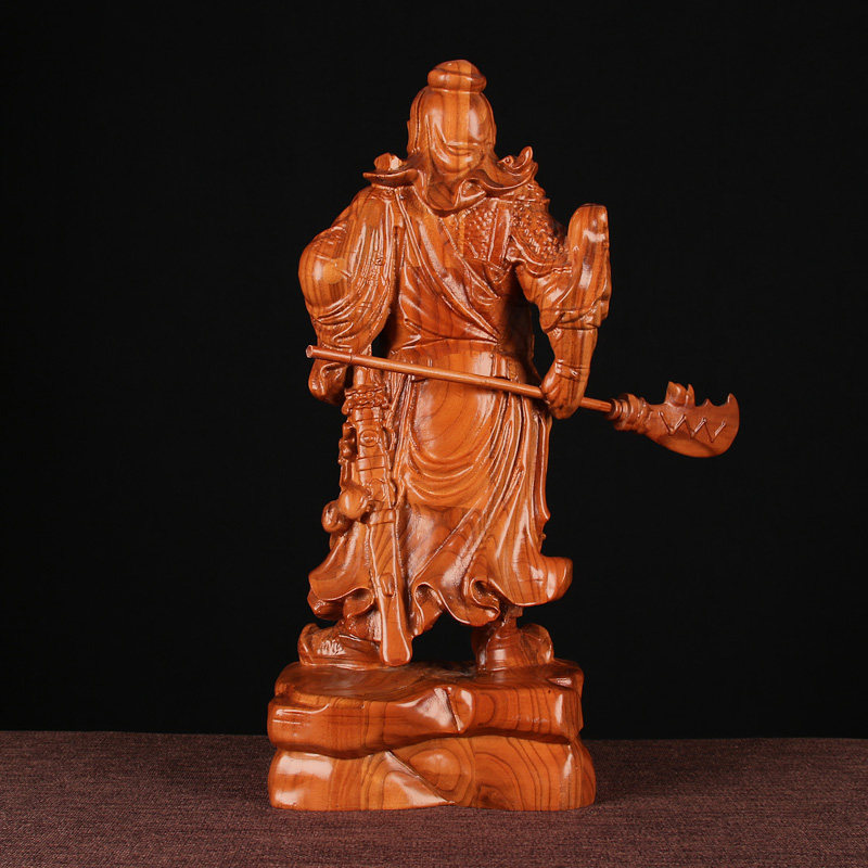 吉荣荣轩关公摆件桃木雕刻关羽忠义武财神二爷木雕