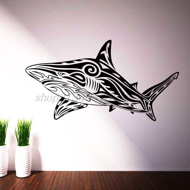 动物鲨鱼shark镂空雕刻简约时尚居家背景墙装饰墙贴