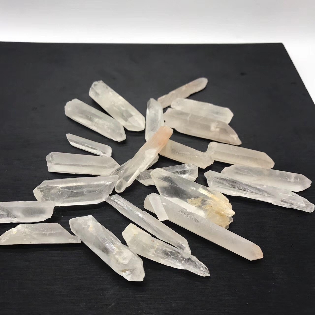 天然原石标本原矿棱柱摆件水晶单晶体白水晶雕刻奇石