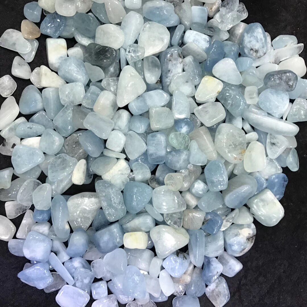 天然海蓝宝碎石原石消磁石鱼缸花盆花盆造景装饰特价花盆石造景石