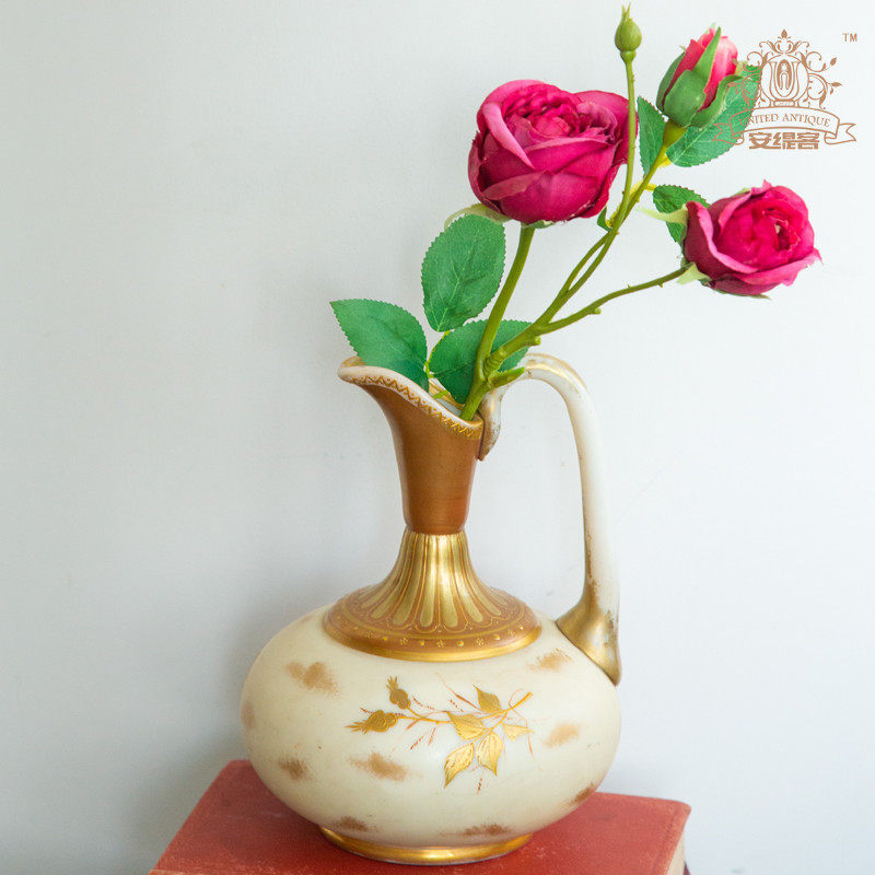 玻璃花瓶ins田园插花手绘立体描金艺术欧式花瓶