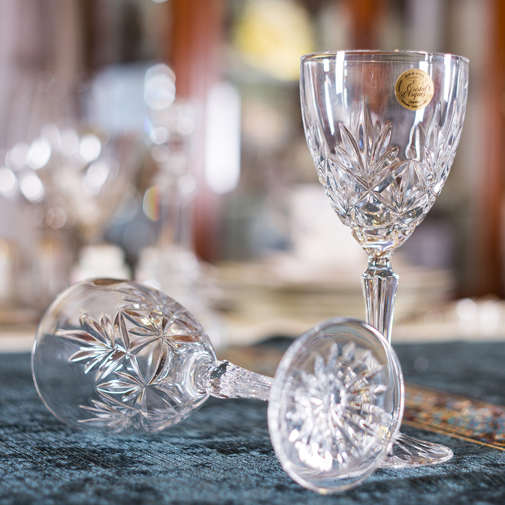 高脚杯利口酒切割水晶水晶花花纹红酒酒杯家用套装摆件
