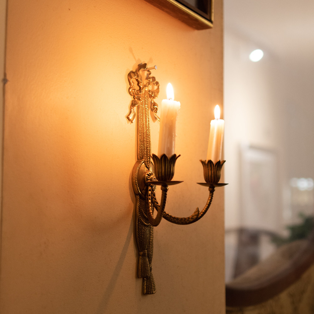 烛台手工铜器2头墙挂别墅装饰欧式奢华客厅烛台