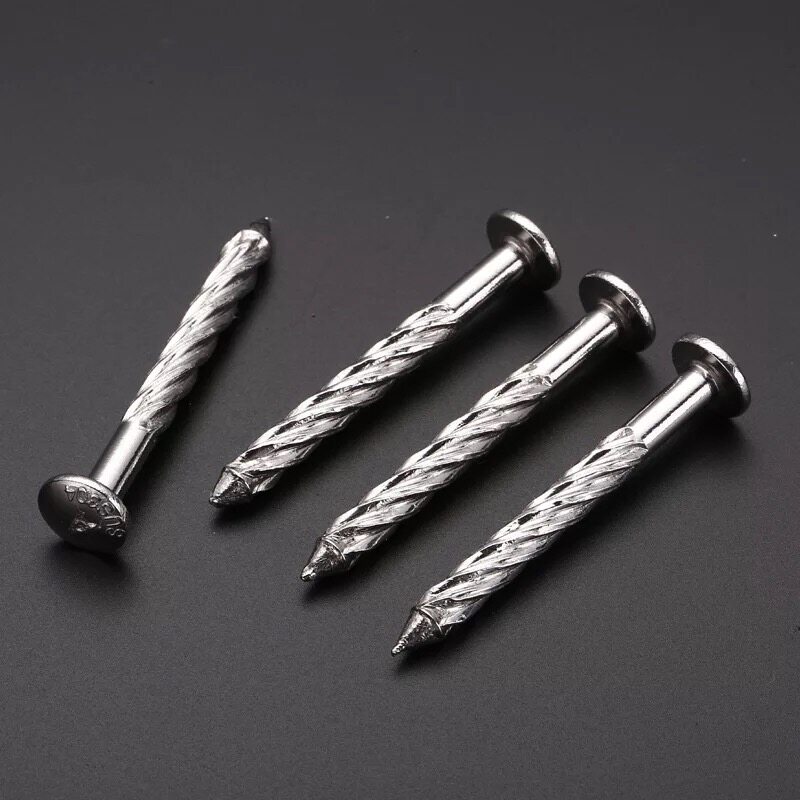 不锈钢螺纹镀锌圆头平头钢钉压爆拉螺丝钉麻花铁钉螺钉