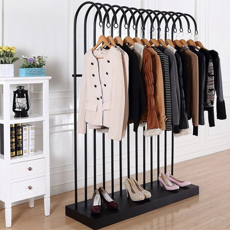 衣架服装店展示架铁艺中岛落地挂衣高档复古陈列服装展示架