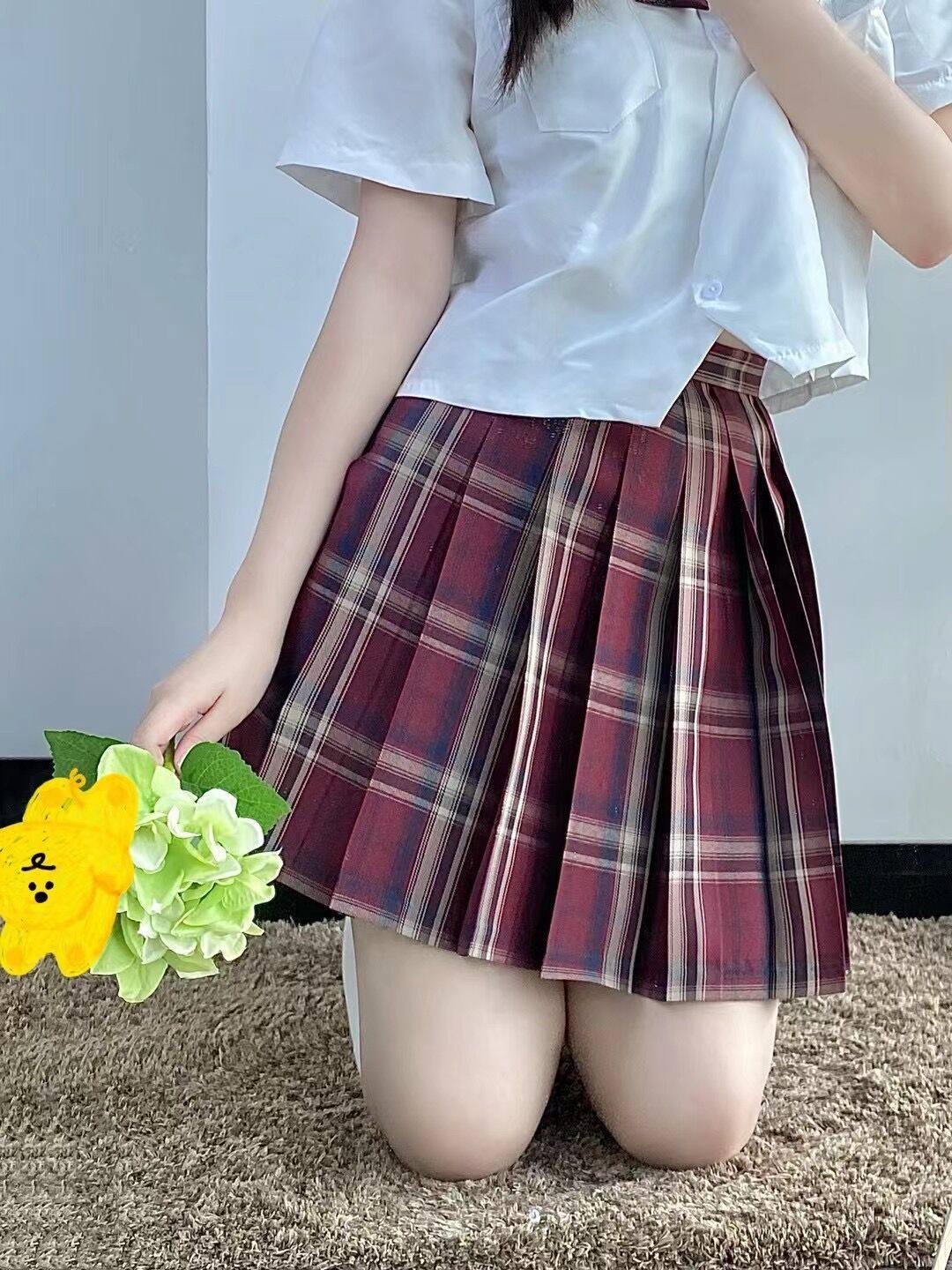 jk制服格裙新年祝歌女子日系百褶裙冬季短裙半身裙