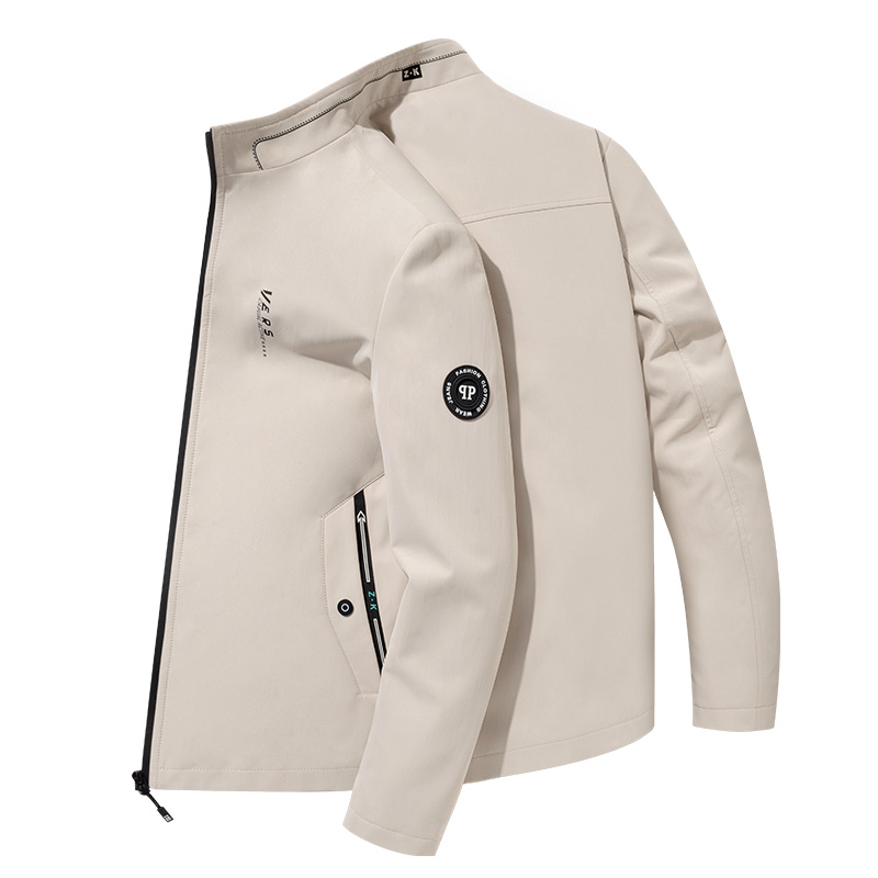 2022春秋季新款男士夹克衫青年休闲翻领外套纯色外穿长袖ins衣服