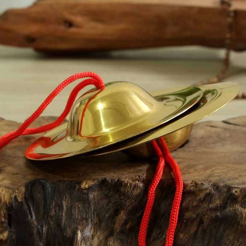 佛教用品风水法器纯铜加厚合子铜擦乐器小亮摆件