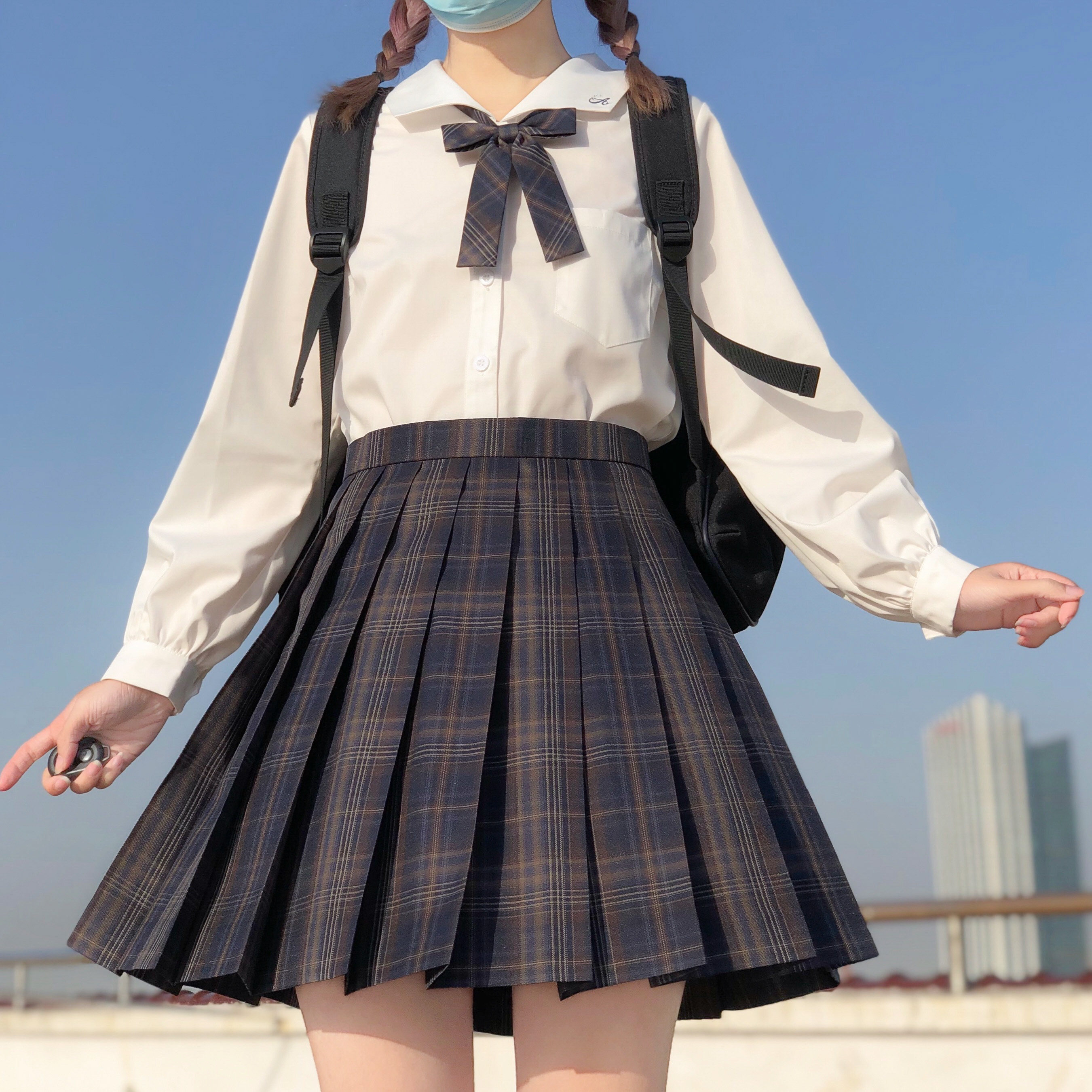 百褶裙学院格裙正版jk制服猫宁原创棕榈耐特学生校服
