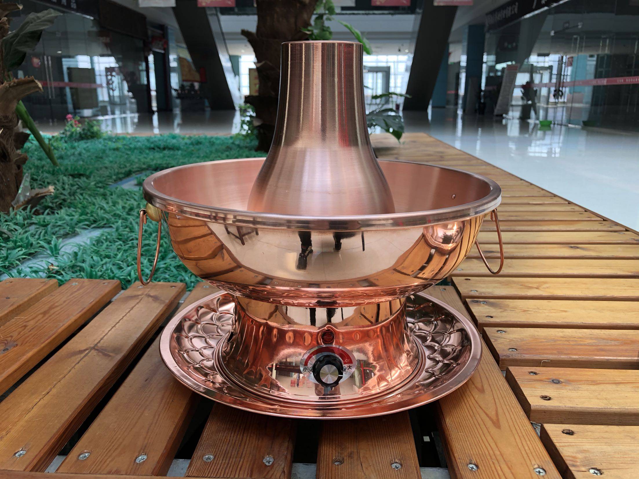 火锅钱雨纯铜紫铜锅炭家用商用用电两用鸳鸯火锅