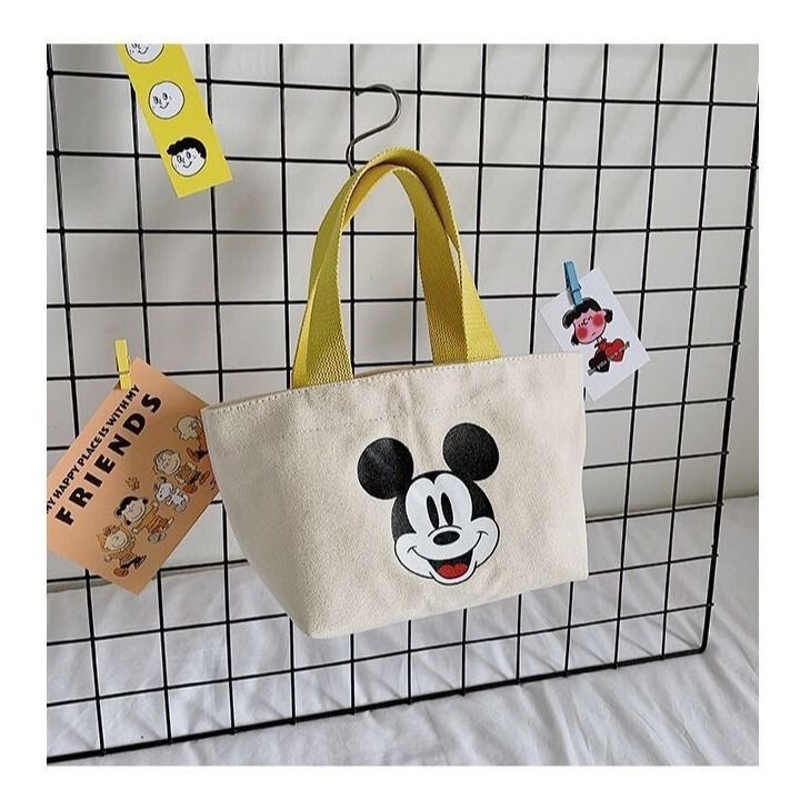 新款饭盒便当手提包带饭帆布包手拎米奇小布布包女士包袋